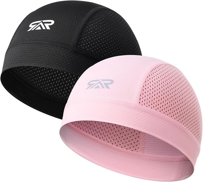 SUNMECI 2 Pcs Cooling Breathable Mesh Skull Cap for Men Women Lightweight Quick Dry Cycling Moto Helmet Hard Hat Liner