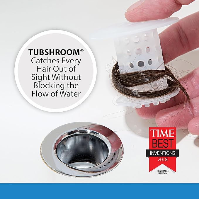 TubShroom Tub Drain Hair Catcher Strainer, 2 Pack, Clear – Drain Protector and Hair Catcher for Bathroom Drains, Fits 1.5” – 1.75” Bathtub and Shower Tub Drains