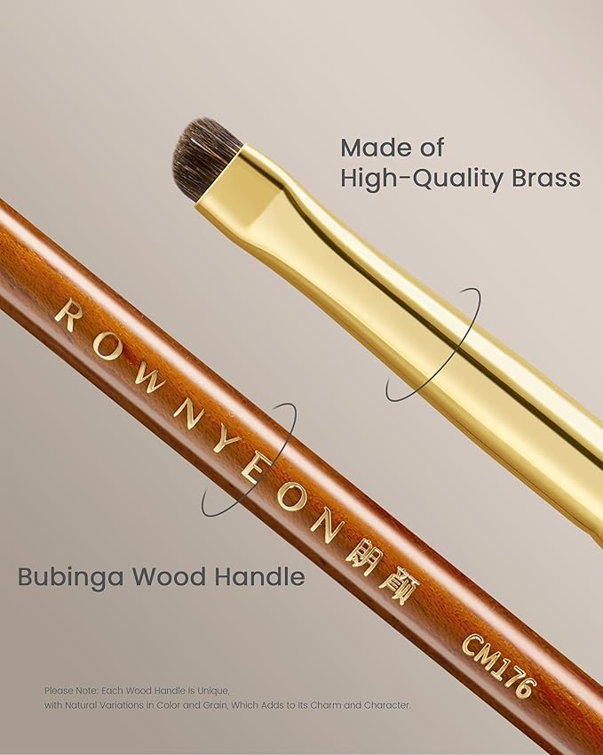 Desert Oak Series Aegyo-Sal Brush Duo - Under-Eye Highlight & Contour Set with Pony Hair, Bubinga Handle (CM175 + CM176)