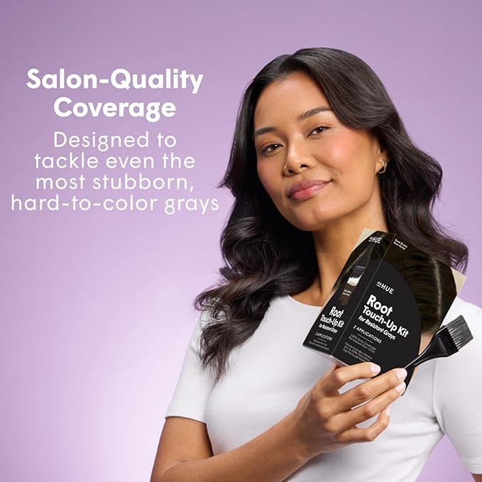 dpHUE Root Touch-Up Kit for Resistant Grays, Medium Brown - Permanently Cover Difficult, Stubborn Gray Hair - 2 Applications Included - Vegan & Leaping Bunny Certified