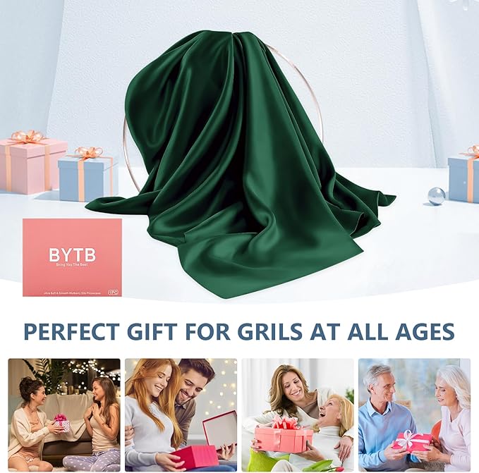 Silk Pillow Cases King Size 100% Mulberry Silk Pillowcase for Hair & Skin 22 Momme Both Sided Grade 6A Silk Cooling Soft Breathable 20 x 36 Inches with Hidden Zipper 1PC, Green