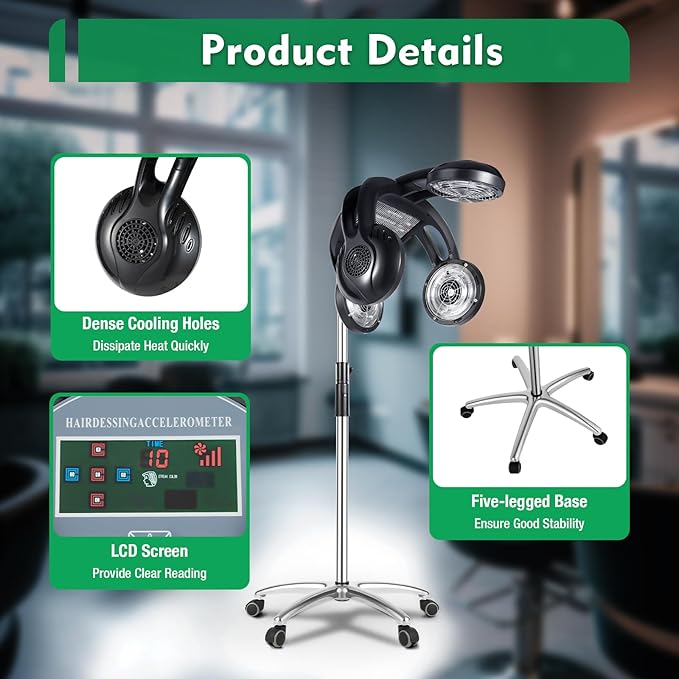 Hair Dryer, Multifunctional Salon Hair Dryer, Freestanding Hair Salon Steamer Hair Color Processor, 1.4KW 110V, Black