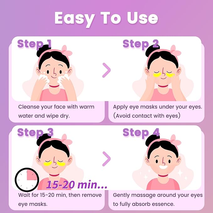 Under Eye Patches for Dark Circles - Deliver a Burst of Hydration - Reduce Under Eye Bags and Smooth Wrinkles - Eye Masks for Puffy Eyes