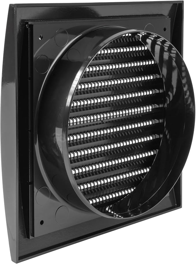 Repa Market 6 Inch Black Dryer Vent Hood/Duct Cover for Walls or Ceiling/ABS Plastic Louvered Air Grille with Built-In Mesh Screen/Exhaust and Dryer Vent Covers for Indoor & Outdoor Use