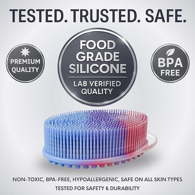 Avilana Silicone Body Scrubber – Gentle Shower Brush & Loofah Alternative- Food Grade & Lab Tested – Fast-Drying, Hygienic, BPA-Free Silicone Body Gentle Exfoliator (Marbled, Massage)