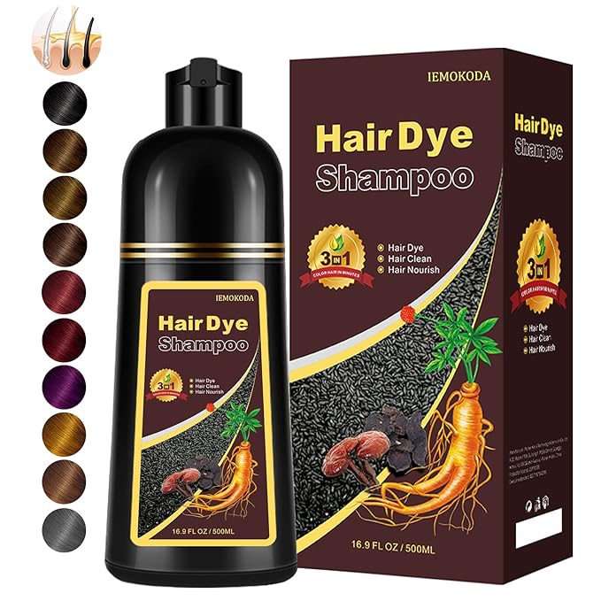 Instant Coffee Hair Dye Shampoo for Gray Hair 3 in 1, Natural Hair Color Shampoo for Women Men Brown Colors in 10-15 mins, 100% Coverage Long Lasting Brown Hair Dye 17.5 Fl Oz