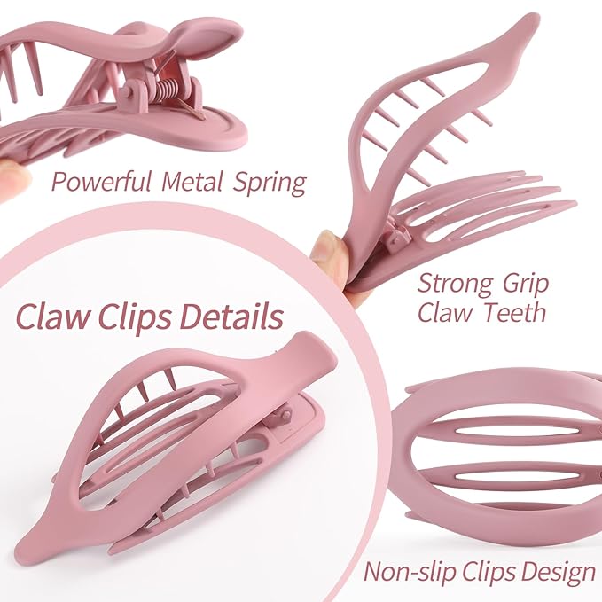 6 Packs Flat Hair Clips, Curved Claw Clips for Women Girls, Alligator Clips for Thick Thin Hair, Strong Hold Duck Billed Clips,4.7 Inch Hair Barrettes for Styling Sectioning, Christmas Gifts
