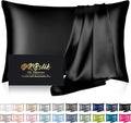 Mulberry Silk Pillow Cases King Size, Silk Pillowcase for Hair and Skin, Both Sides Natural Silk Satin Pillowcase for Sleeping Women with Zipper, Gifts for Women Men, Black