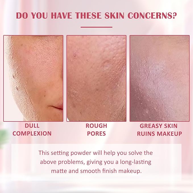 Oil Control Pressed Setting Powder, Matte Soft Jelly Texture Powder-free Face Powder, Long-Lasting Waterproof Pressed Powder Makeup, Flawless Lightweight Face Cosmetics - Pink