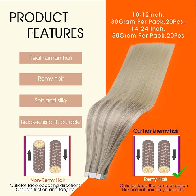 Full Shine Tape in Hair Extensions Human Hair 12Inch Color 18 Ash Blonde Fading to 22 and 60 Platinum Blonde Human Hair Extension Tape in Invisible Remy Silky Straight Skin Weft 30G 20Pcs Double Sided