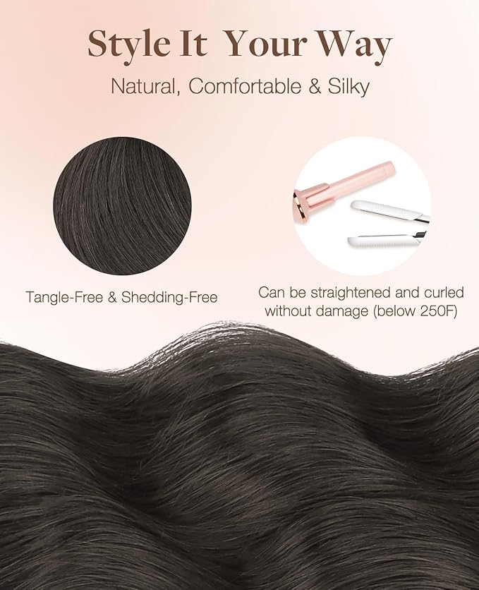 GOO GOO Invisi Edge Tape in Hair Extensions Human Hair, 1C Mocha Brown, 10pcs 20inch 30g, Virgin Remy Hair, Seamless Injected Tape, Natural Look