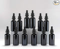 YIZHAO Black Glass Dropper Bottle 2oz, Tincture Bottles with Glass Dropper, for Essential Oils, Aromatherapy, Cosmetic, Laboratory, Pharmacy, Liquids, Travel –12 Pcs