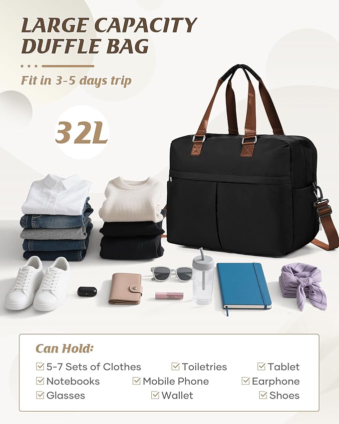 Gym Bag Womens,Travel Duffel Carry on Bag Sport Tote Bag Weekend Overnight Bag