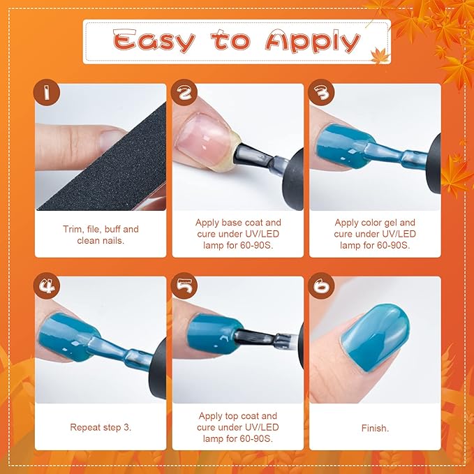 JODSONE 36 Pcs Gel Nail Polish Kit with U V Light of 32 Color Gel Polish Nail Collections Base and Top Glitter Coat Manicure Tools