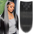 18 Inch Clip in Hair Extensions Real Human Hair Clip ins For Women 120 Gram Double Weft Brazilian Virgin Hair EasiContour Clip on Hair Extensions 8pcs (18inch,#1B)