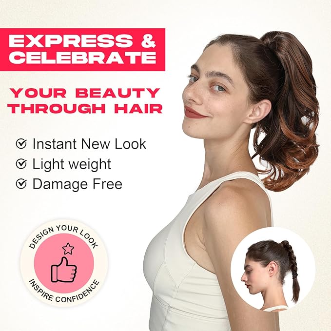 Ponytail Extension - 14" Claw Clip in Ponytail Hair Extensions Natural Soft Synthetic Layered Wavy Pony Tail Hair Pieces for Women - Platinum