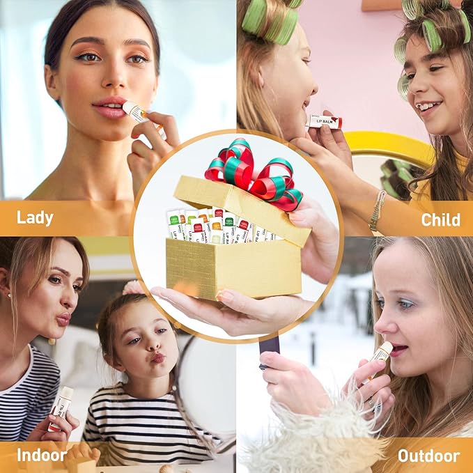 DMSKY 30 Pack Lip Balm, Natural Lip Balm Bulk with Vitamin E and Coconut Oil, Moisturizing Lip Balm for Chapped Lips-15 Flavors