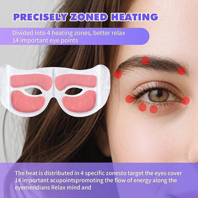 18 Packs Lavender Steam Eye Masks for Dry Eyes 40 Mins Warm Eye Mask Heated Eye Mask Reduce Puffiness Dark Circles Travel Essentials Eye Masks for Sleep Disposable(Lavender,Hollow)