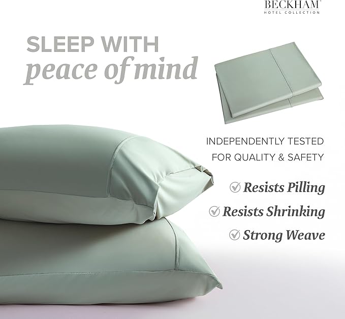 Beckham Hotel Collection Cooling Pillowcases for Hot Sleepers, King Size Set of 2, Cool Bedding, Envelope Closure, Silky Soft, Breathable, Moisture-Wicking, Aqua Gray