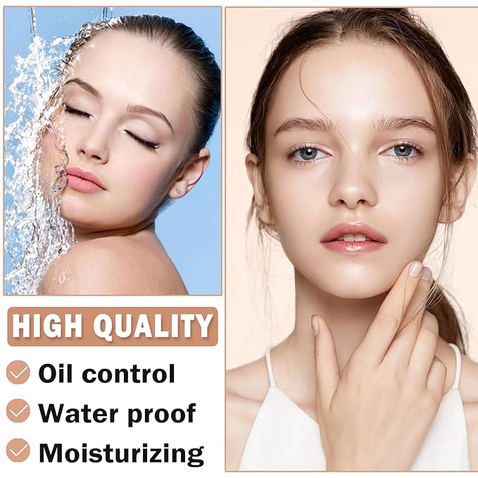 Airbrush Foundation Makeup Spray Silky Lightweight Full Coverage Foundation Face Air Cushion Foundation Set with Soft Makeup Brush - Natural Color