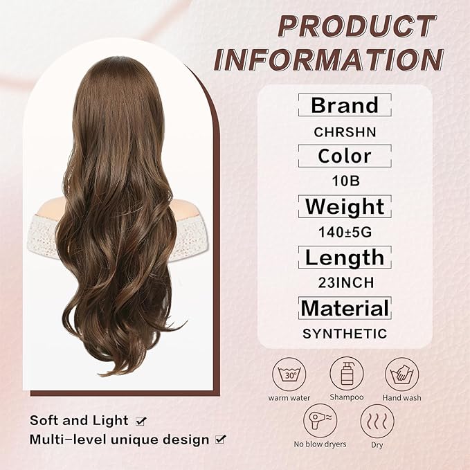 Ponytail Extension, Drawstring Ponytail Extension for Women 23 Inch Long Wavy Light Brown Pony Tails Hair Extensions Synthetic Clip in Ponytail Hairpiece for Women