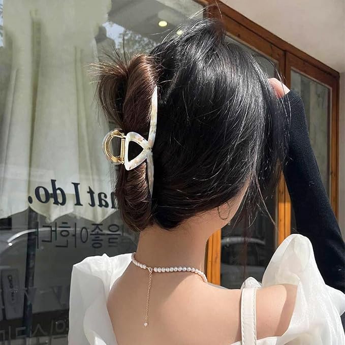 Big Hair Claw Clips Metal Butterfly Hair Claw for Women Strong Hold Acetate Metal Hair Clamps 4.7" Large Hair Accessories for Long Thick/Thin Hair 1 Pcs (Mixed Green)