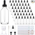 42 Pack 4oz Clear Glass Bottles with Glass Eye Droppers for Essential Oils, Perfumes & Lab Chemicals (Brush, Funnels, 3 Extra Droppers, 48 Pieces Labels & 30ml Measuring Cup Included)