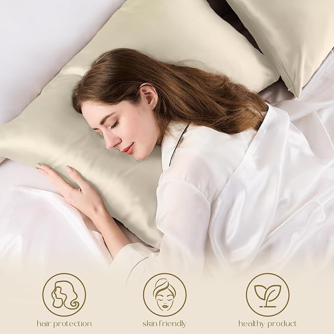 ZIMASILK 100% Pure Mulberry Silk Pillowcase for Hair and Skin Health,Soft and Smooth,Both Sides Premium Grade 6A Silk,600 Thread Count,with Hidden Zipper,1pc (Queen 20''x30'',Beige)