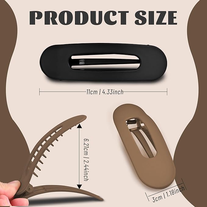 4 Pcs Flat Hair Clips for Women - Large Matte Flat Claw Clips for Thin Hair, Stylish Hair Accessories for Daily Styling（4 Colorful)