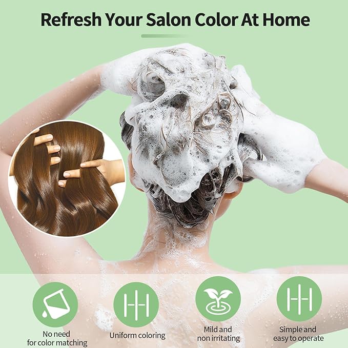 Hair Dye Shampoo, Leorx 3 In 1 Brown Color Shampoo Hair Dye For Refresh Hair Instant Herbal Coloring Shampoo For Women&Men - Tintes Para El Cabello Profesional - 16.9 oz