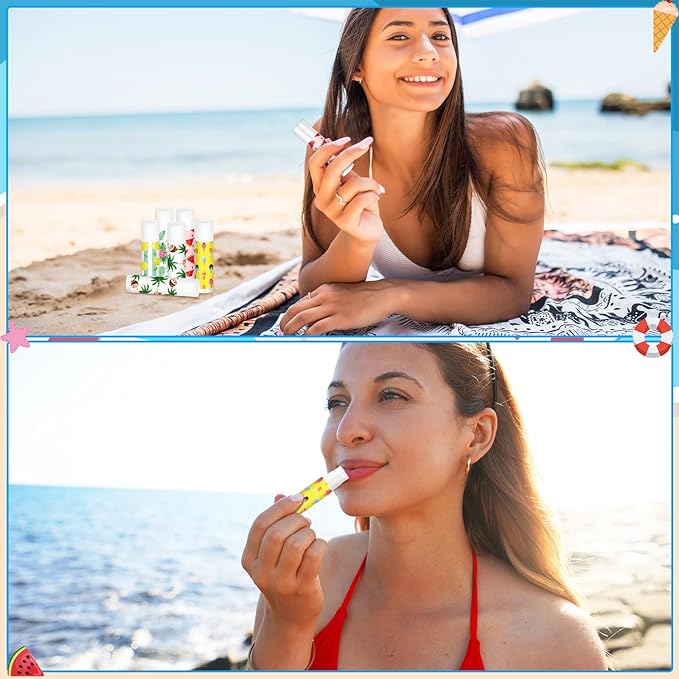 50 Pcs Summer Lip Balm Bulk Moisturizing Lip Balm Jasmine Flavor Lip Balms Cream Tropical Hawaiian Beach Luau Party Lip Care Product for Stocking Stuffers Beauty Gifts Women Men