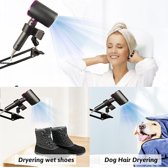 Hair Dryer Stand Holder Rotate Hands Free Hair Dryer Stand Holder，Adjustable Hands Free Blow Dryer Holder，Blow Dryer Stand Hands Free Clip Suitable for 99%