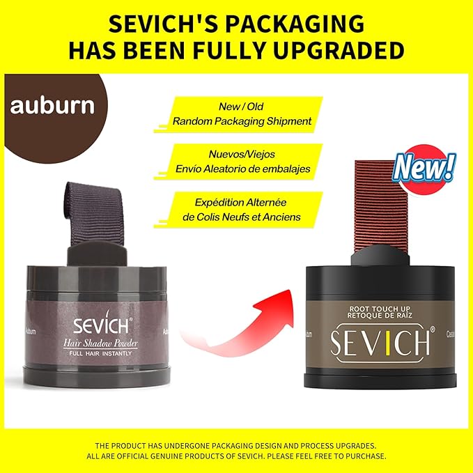 SEVICH Hairline Powder - Instantly Cover Grey Hair and Thinning Hairline, Eyebrows & Beard Line Touch Up, Windproof & Sweatproof, Auburn