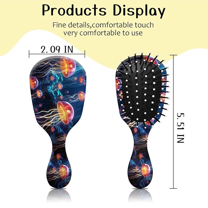 Mini Hair Brush,Cute Detangling Travel Hair Brush,Soft Bristles for Effortless Tangle Removal,Detangler Hairbrush for Women Men Boys Girls Kids Wet Dry All Hair Types (Pink Jellyfish, Mini)