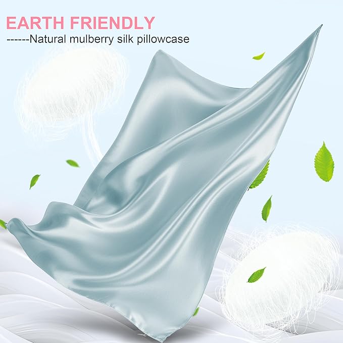 Mulberry Silk Pillow Cases 2 Pack Queen Size 20x30 Inches with Hidden Zipper, Ultra Smooth and Soft Breathable Cooling Silk Satin Pillowcase Set of 2, Better for Hair and Skin, Gifts for Women Men