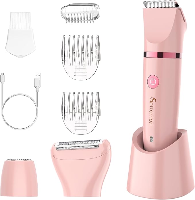 Electric Lady Shaver for Women - Painless Razor, Bikini Trimmer, Facial Hair Removal, Body Trimmer for Face, Legs, Underarm, Pubic - Wet and Dry Flawless 3 in 1