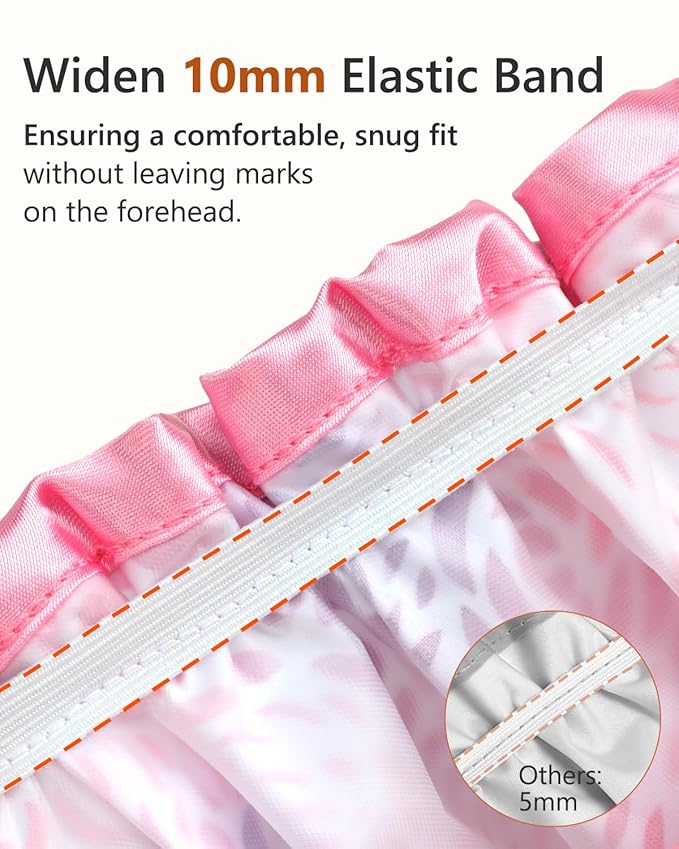 mikimini Large Shower Cap for Women Long Hair, 1 Pack,Romantic Petal Design, Double Layer Waterproof, Reusable, Washable, High-quality, Floral Print