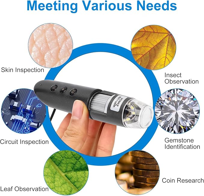Skin Hair Scalp Detector Skin Analyser 200X Magnification 2MP USB High Definition Digital Microscope for Hair Skin Care