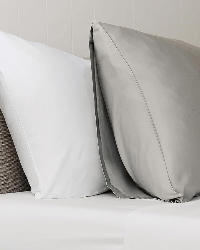 Cozy Earth Standard Pillowcases Set of 2 - Made of 100% Viscose from Bamboo, Ultra-Soft & Luxury, Woven from Naturally Breathable & Lightweight Fabric - Light Grey