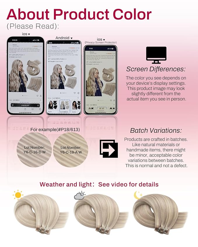 Moresoo Seamless Clip in Hair Extensions Human Hair Blonde Highlight Remy PU Weft Human Hair Clip in Extensions Ash Blonde with Bleach Blond Hair Extensions for Women with Hint of Pink 7pcs 120g 18in