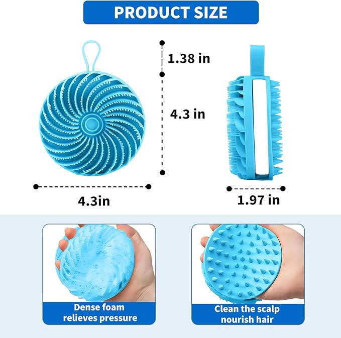 Larger Silicone Body Scrubber&Scalp Massager Hair Growth (Blue)