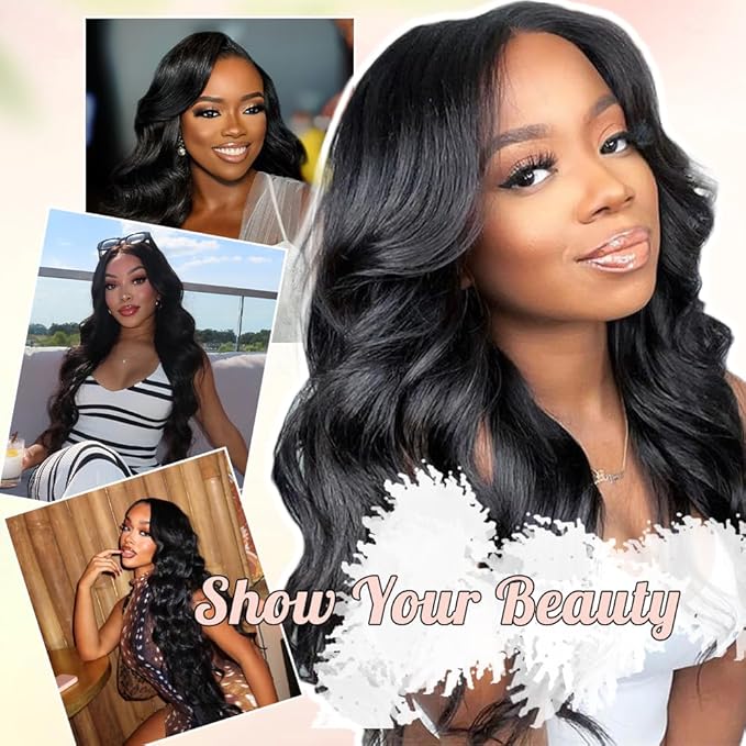 360 Lace Front Wigs Human Hair Body Wave 200% Density 26 Inch Upgraded Hidden Straps 360 HD Full Lace Wigs Human Hair With Drawstring Pre Plucked With Baby Hair for Women Natural Black