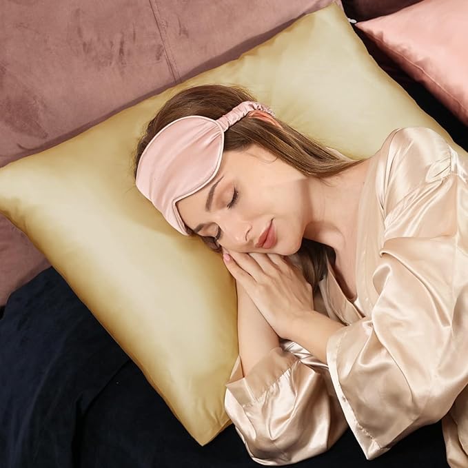 Adubor 100% Silk Pillowcase - Mulberry Silk Pillow Cases, 23 Momme 6A Grade Fibers, Silk Pillow Case for Hair and Skin Health, with Hidden Zipper (Standard 20''×26'', Gold, 1PC)