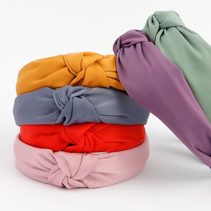 VELSCRUN 12 Pack Satin Headbands for Women Non Slip Wide Knotted Black White Headband Cute Boho Head Bands Silk Headbands Hair Band Hair Accessories Womens Sisters Girls Gifts Fashion Headband