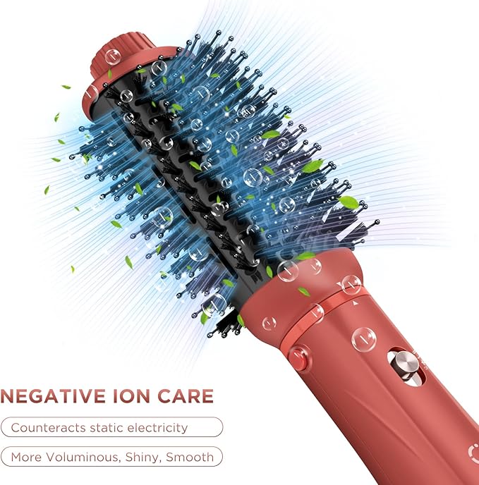 IG INGLAM Blow Dryer Brush Set, 5-in-1 Multi-Styler for Drying, Salon Blowouts, Smooth Curls, Sleek Styles, Ionic Hot Air Brush with Soft Tufts & Nylon Bristles for Frizz-Free Hair, Strawberry Bronze