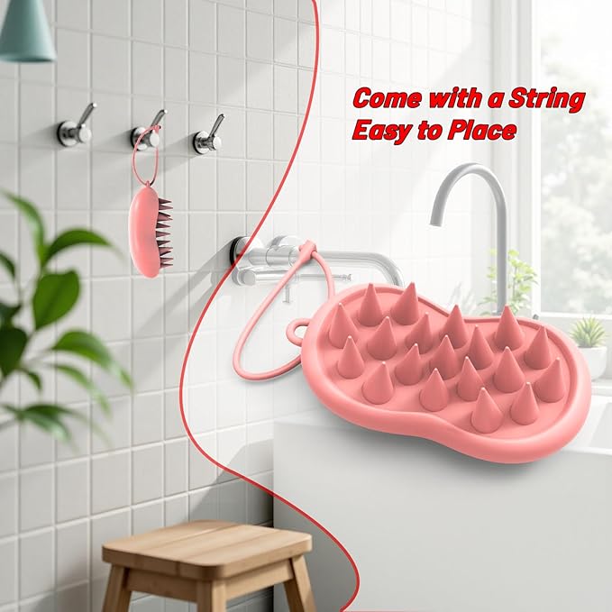 Silicone Scalp Massager Shampoo Brush – Ergonomic, Waterproof Scalp Scrubber for Hair Growth & Dandruff Removal – Ideal for Wet & Dry Hair Care