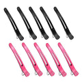 10 pcs Professional Hair Clips for Styling Sectioning - Sectioning Hair Clips for Styling, No-Crease Silicone Band& Anti-Slip Grip, Cutting Clips for Blowouts, Curling, Coloring （Black+Rose Red）
