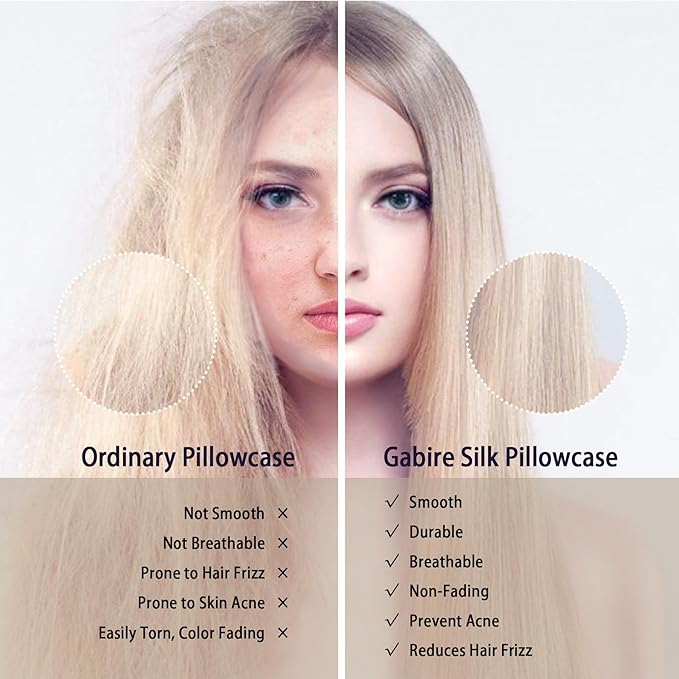 Mulberry Silk Pillow Cases Set of 2, Both Sides Real Silk Pillowcase for Hair and Skin Prevent Acne Pillowcase Organic Silk Pillowcase 2 Pack with Hidden Zipper, Black, Standard (20"×26")
