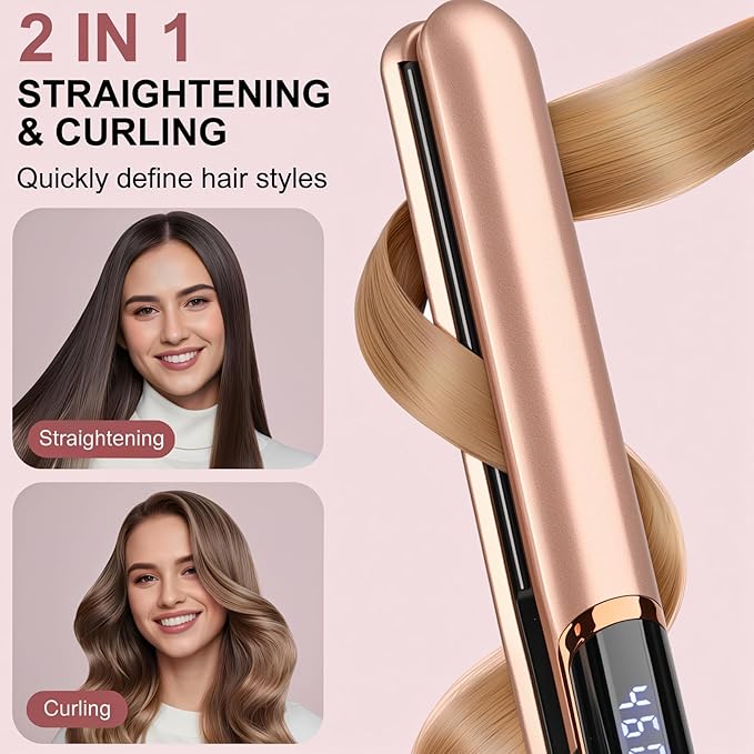 Flat Iron Hair Straightener with Floating Plates Get Shinier & Smoother Hair, 14 Adjustable Temp, Dual Voltage Digital Display 200℉-460℉