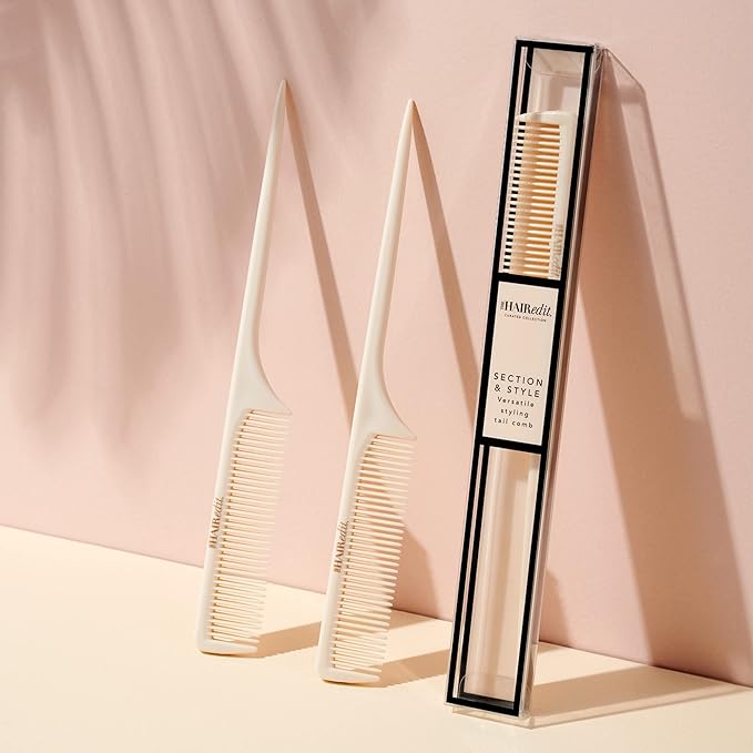 The Hair Edit Section & Style Rat Tail Comb, Fine-Tooth Teasing & Sectioning Comb for Precision Parting, Smoothing, Lifting & Creating Sleek Buns, Ponytails, Braids & Updos, Hair Combs for Women